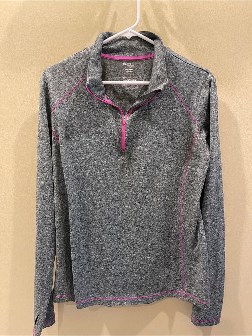 Danskin Gray Quarter-Zip Pullover with Pink Trim